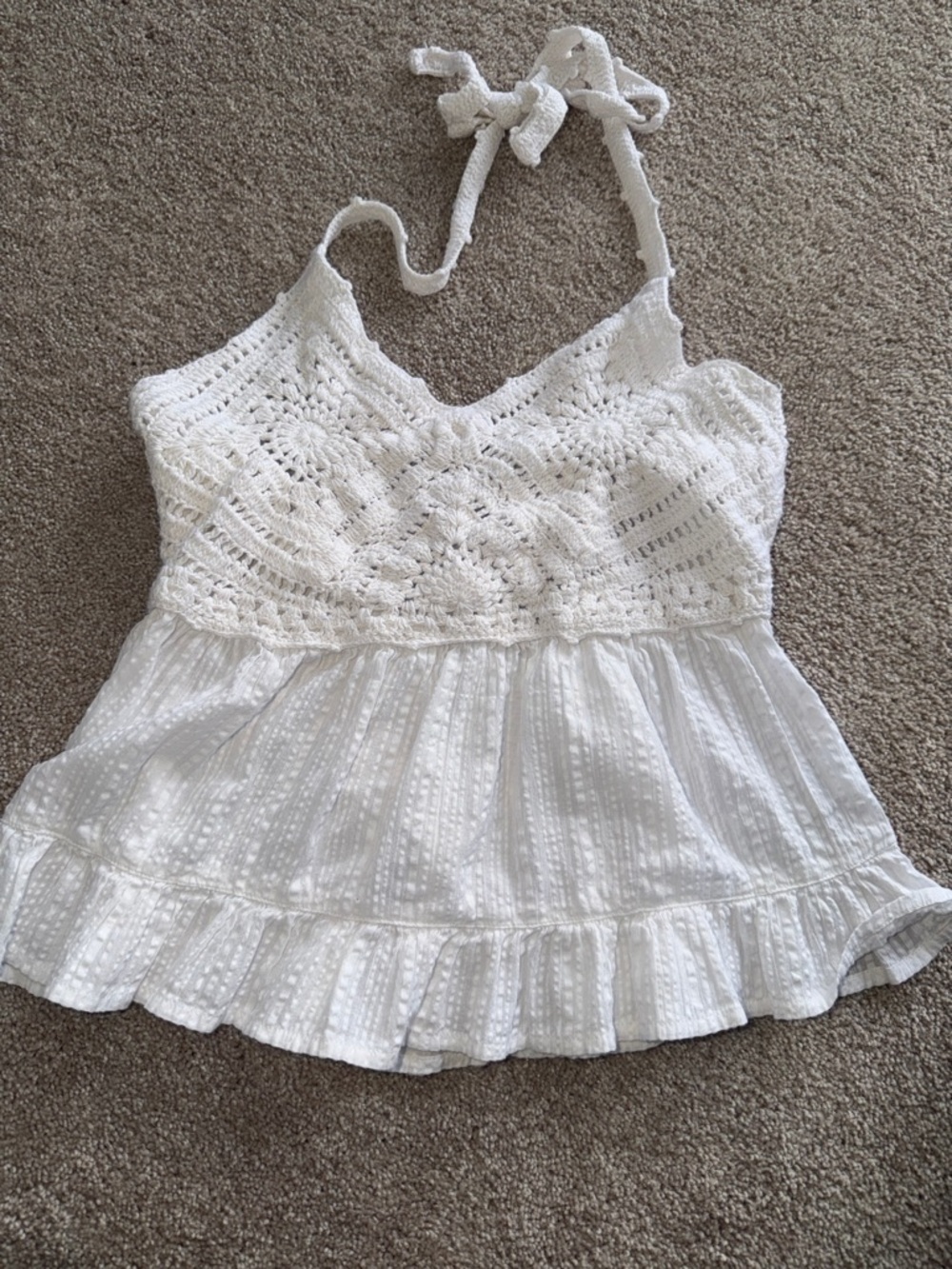 Women’s White Crochet Halter Camisole Top